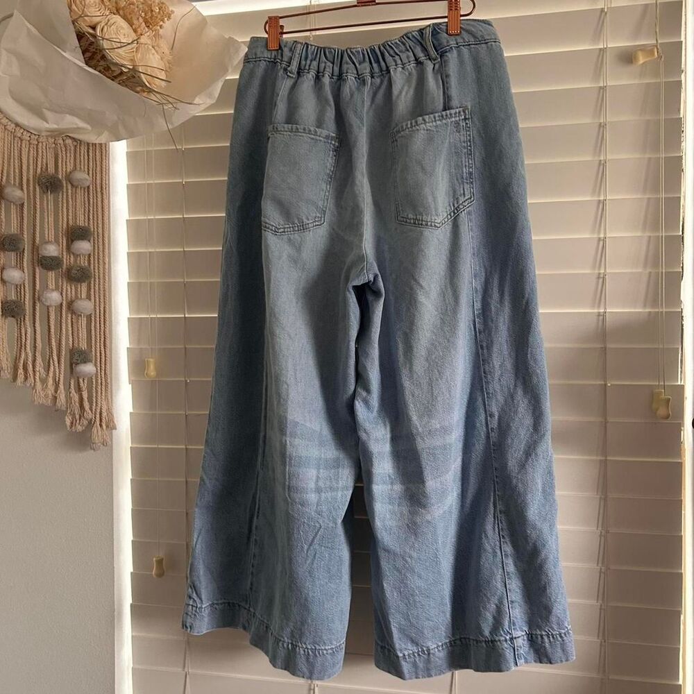 Anthropologie Pilcro Pleated High-Rise Wide-Leg Culotte Jeans Medium - Picture 3 of 7